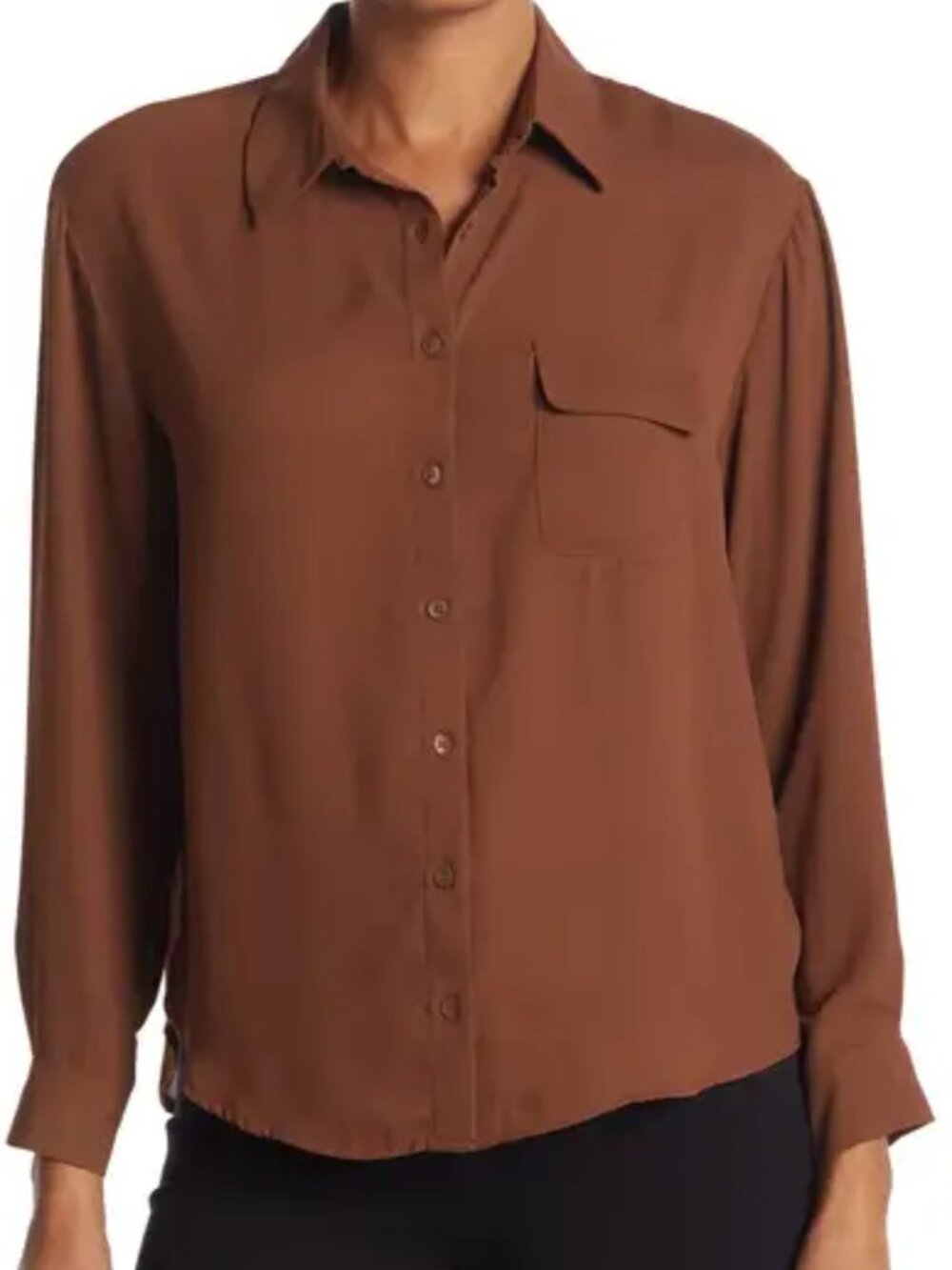Pleione Camel Button Down Blouse - XL - EUC